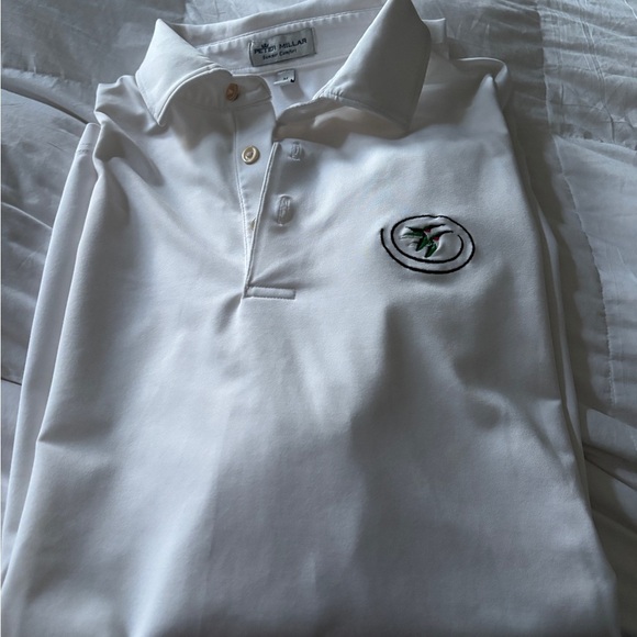 Peter millar White Polo Shirt with Embroidered Logo men’s medium - Picture 1 of 6